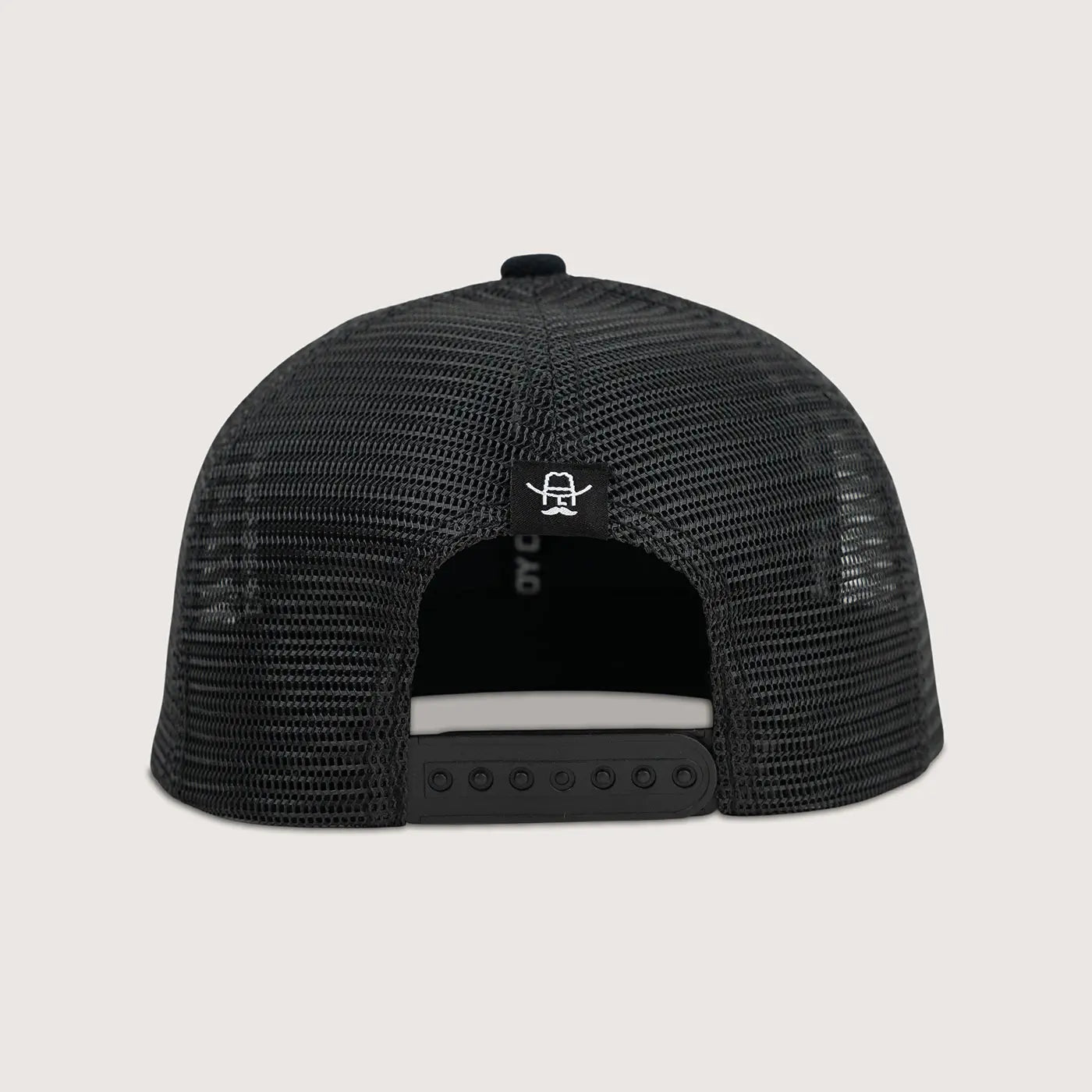 Black mesh cap with a Cowboy Cool logo on the back against a light gray background