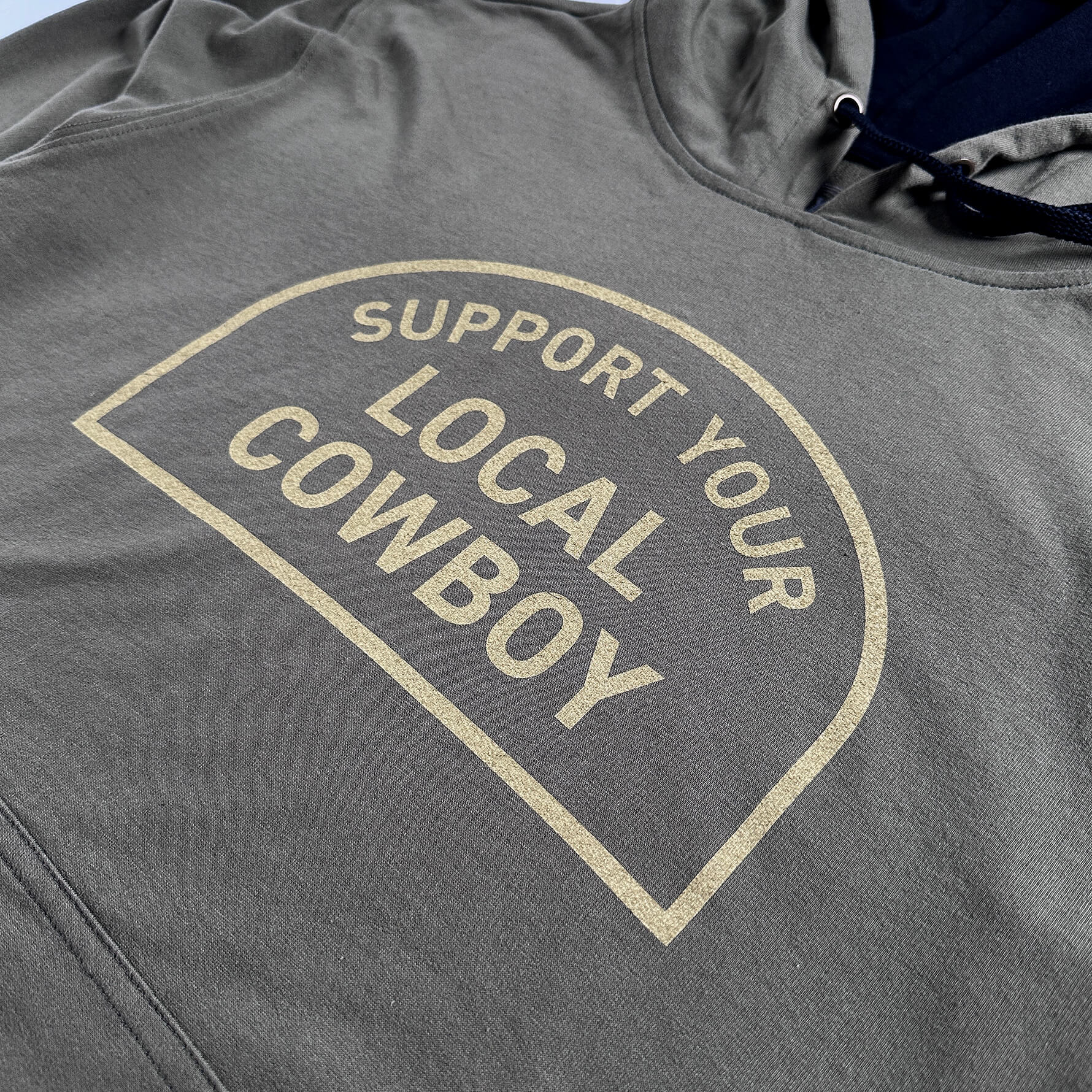 Cowboy Cool Support Your Local Cowboy Hoodie Closeup