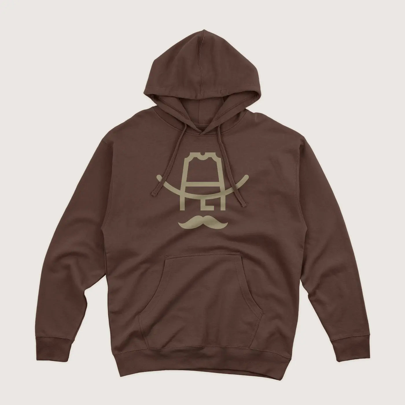 Brown Hank hoodie with a Cowboy Cool logo design on a beige background