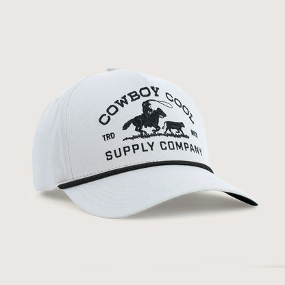 Cowboy Cool light gray Roper Hat with embroidered calf roping design