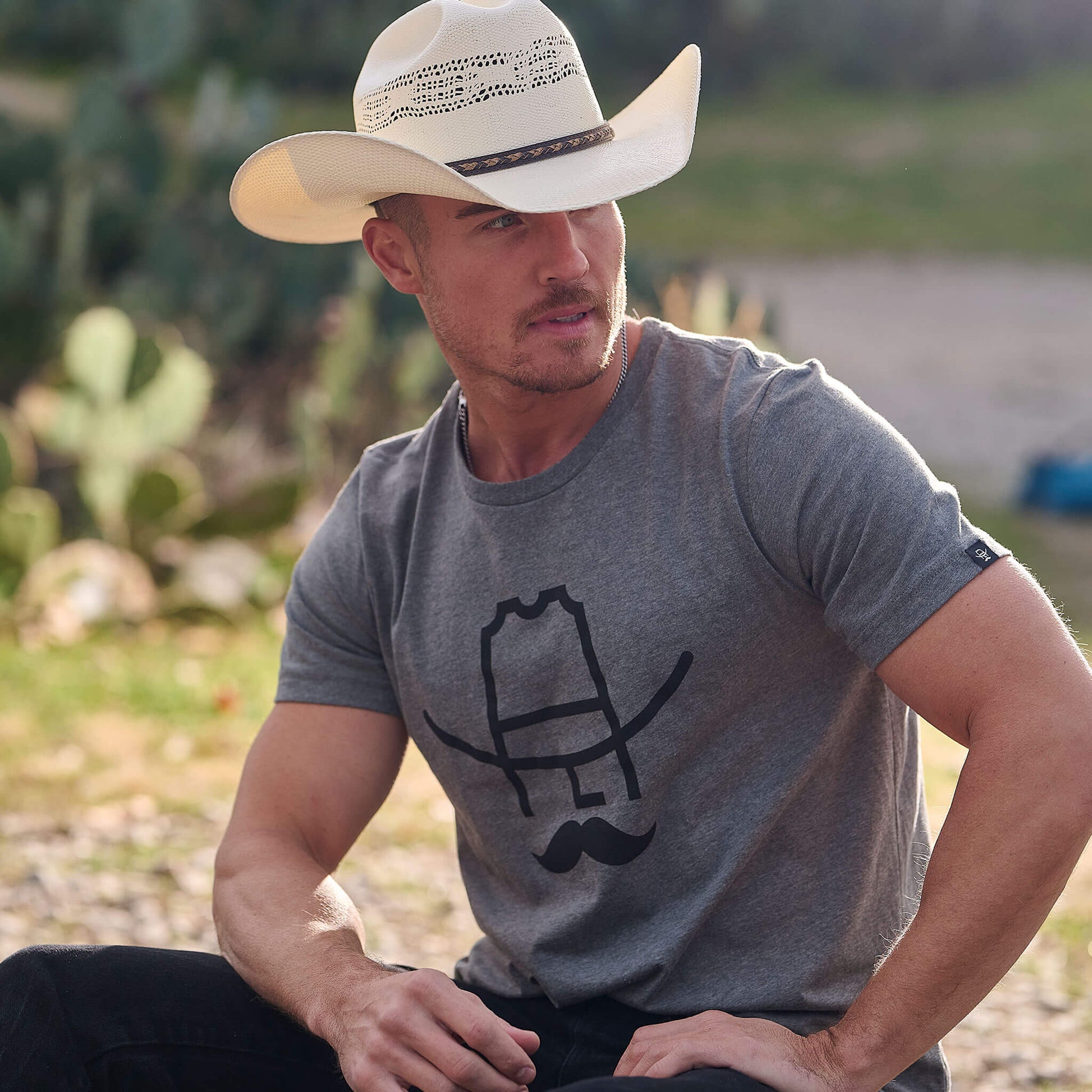 Male model wearing a Cowboy Cool Hank T-Shirt