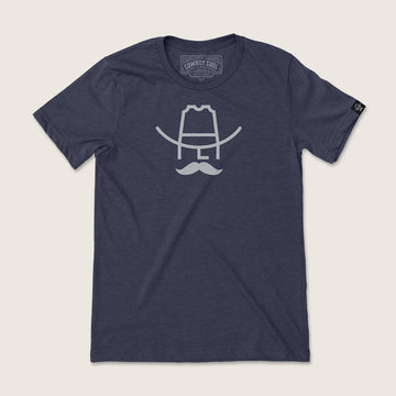 Cowboy Cool Hank Logo T-Shirt on Heather Midnight Navy
