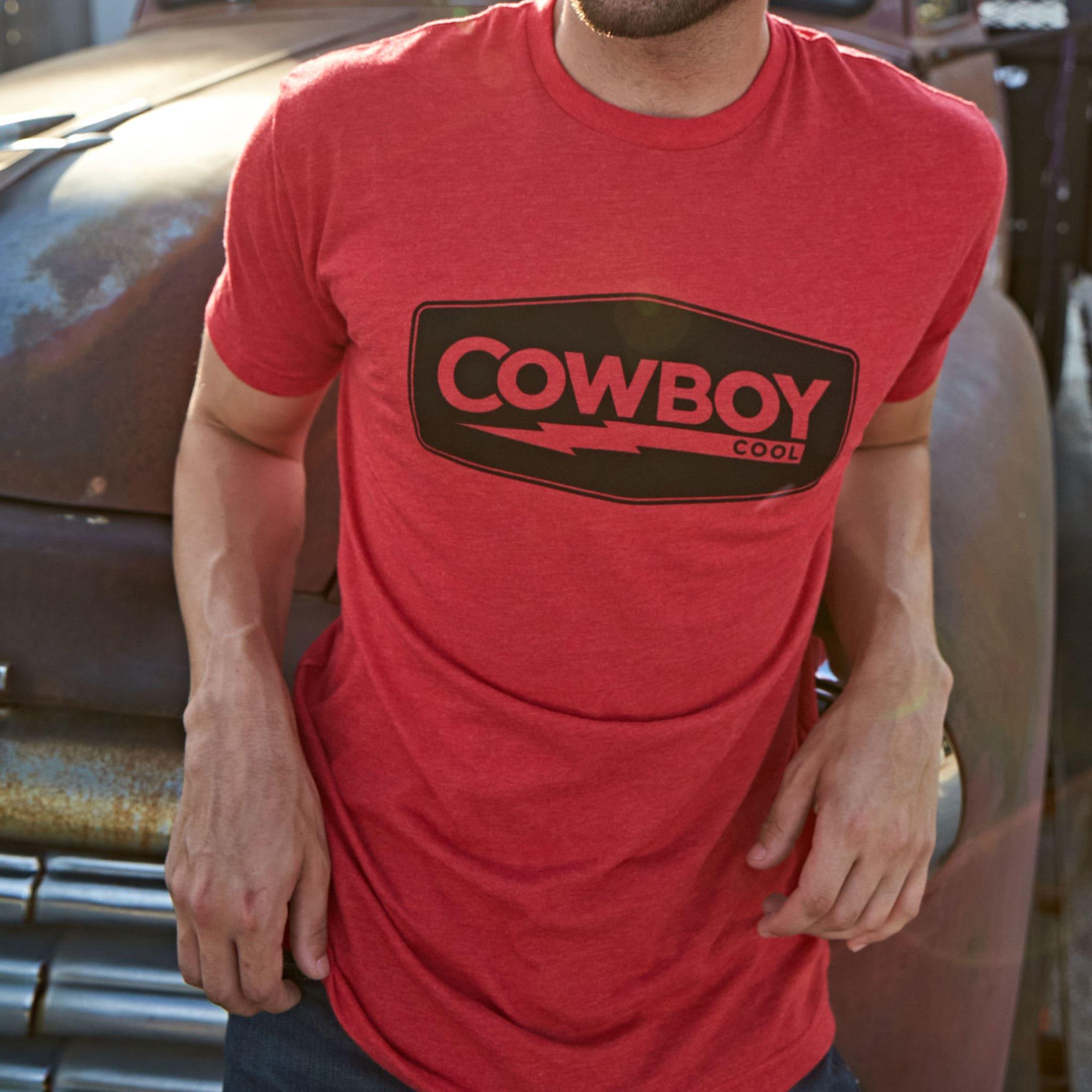 Cowboy Cool Lightning Bolt T-Shirt on Model
